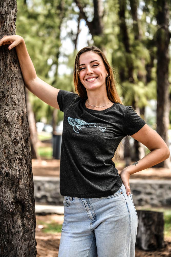T-SHIRT COTON BIO BALEINE GRIS