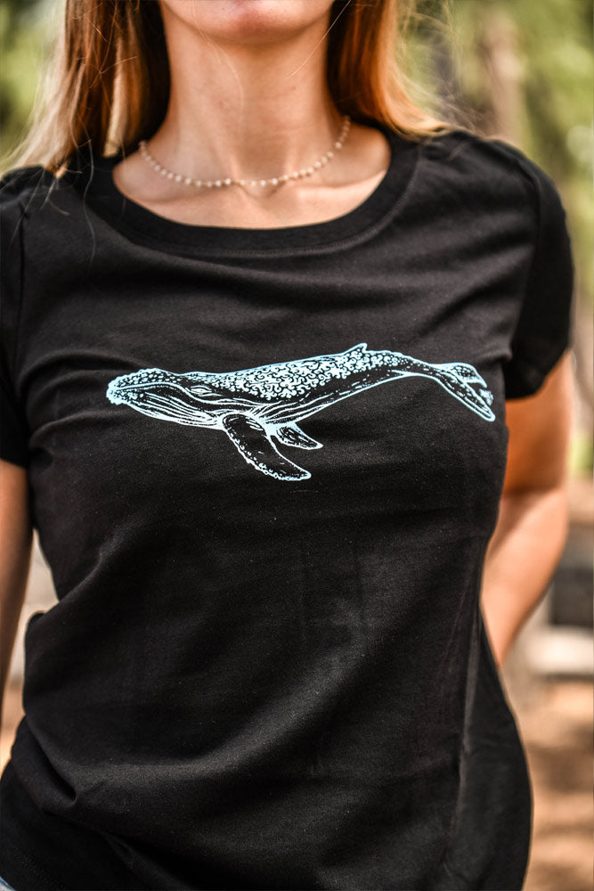 T-SHIRT FEMME COTON BIO BALEINE BLACK