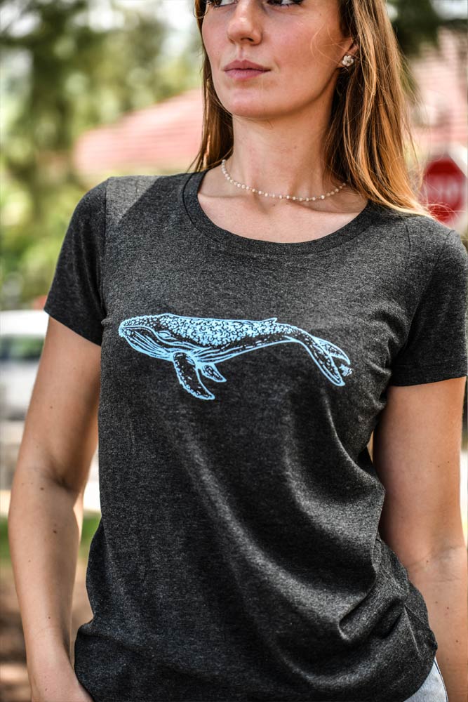 T-SHIRT FEMME COTON BIO BALEINE GRIS
