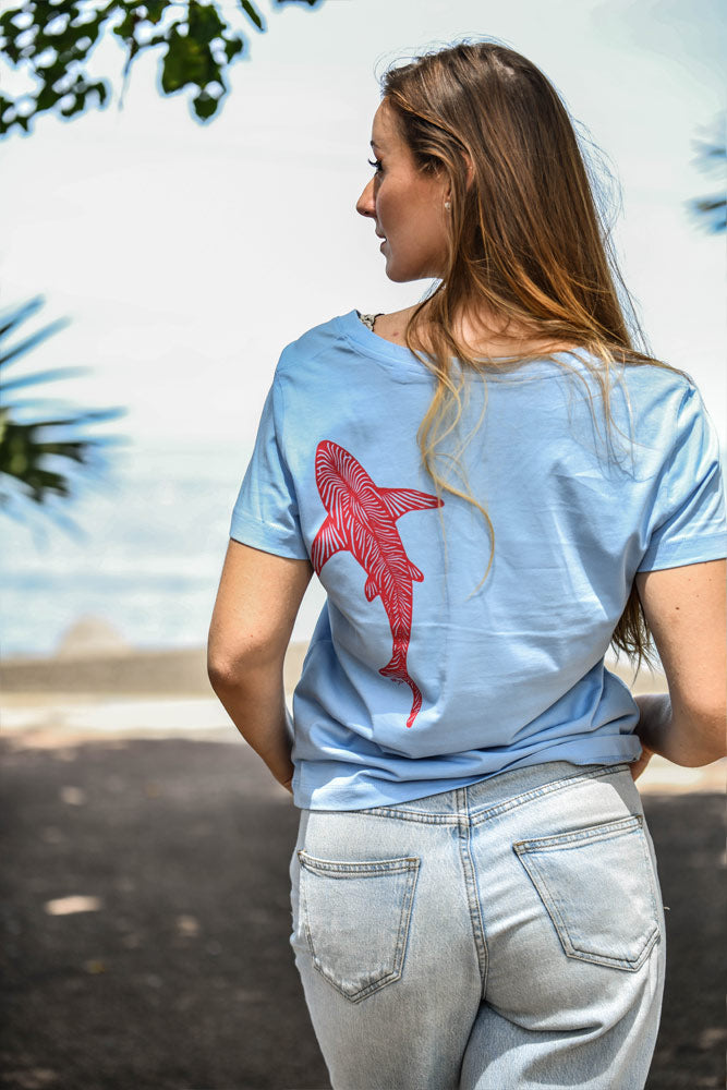TEE-SHIRT FEMME COL V REQUIN