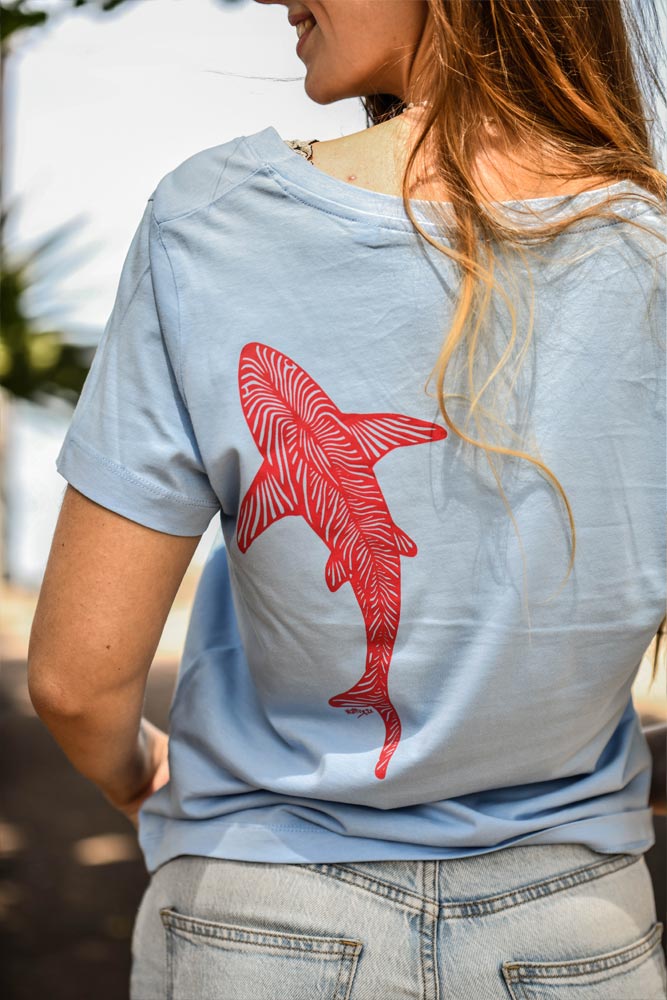 TEE-SHIRT FEMME COL V REQUIN COTON BIO