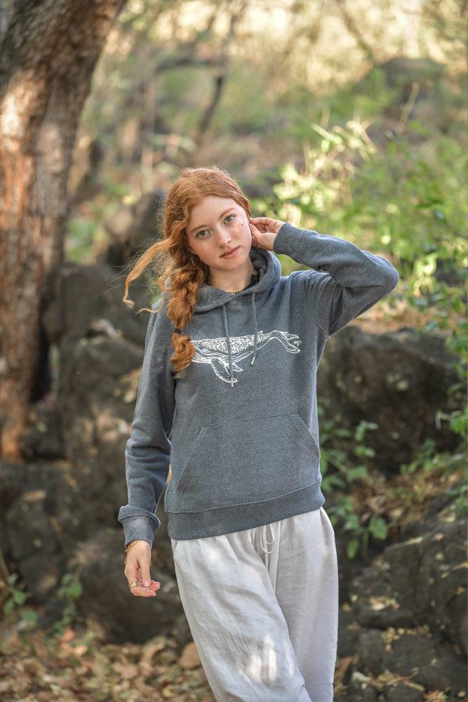 sweat mixte a capuche baleine coton bio