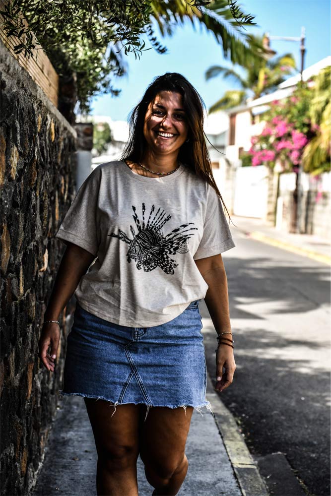 t-shirt femme coton bio poisson lion