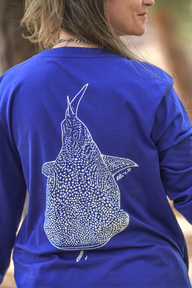 t-shirt ml femme coton bio requin baleine