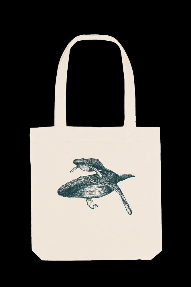 tote-bag coton bio baleines