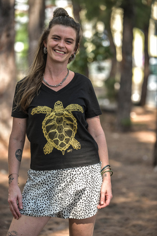 tshirt femme col v tortue