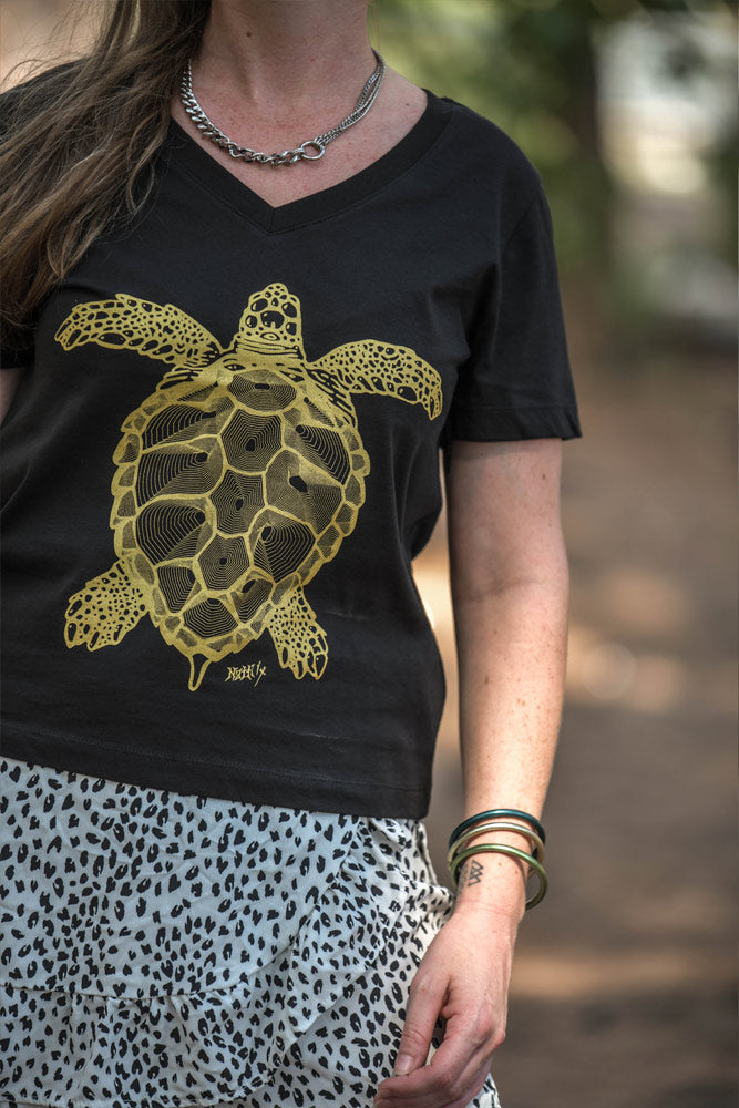 tshirt femme col v tortue coton bio