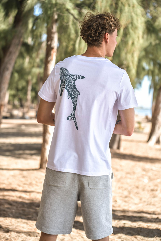 T-SHIRT HOMME POISSON REQUIN ZEBRE
