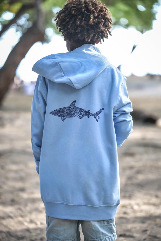 sweat a capuche enfant mixte coton bio requin 