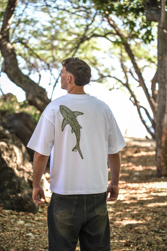 t-shirt coton bio  homme oversize requin 