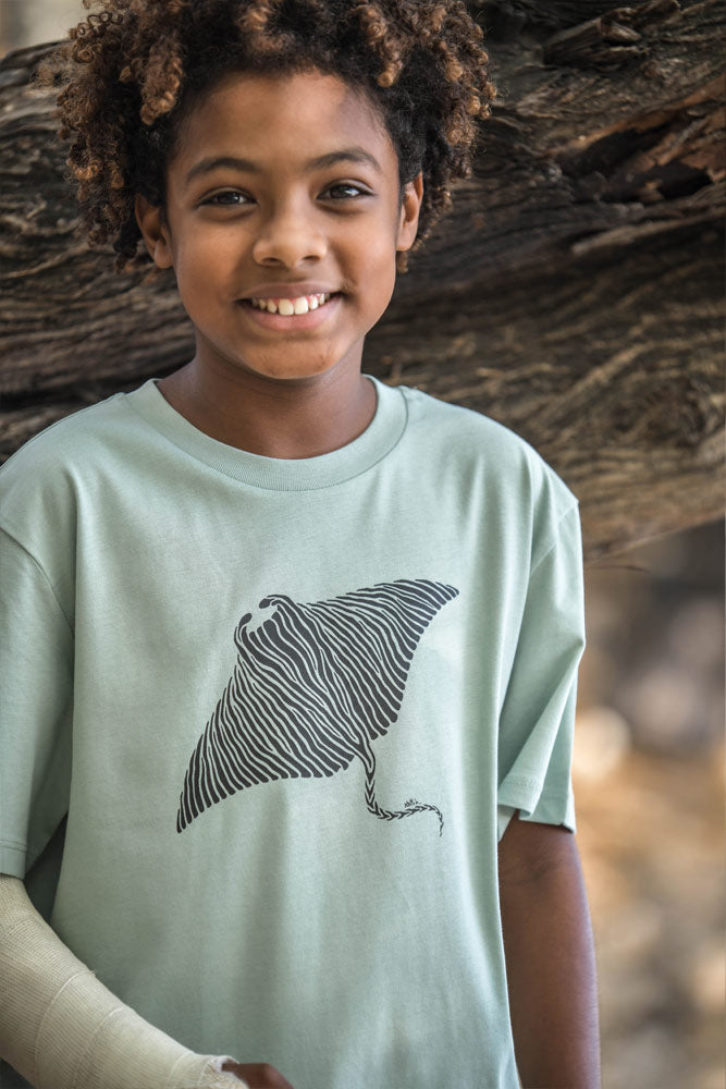 t-shirt enfant mixte raie manta coton bio 