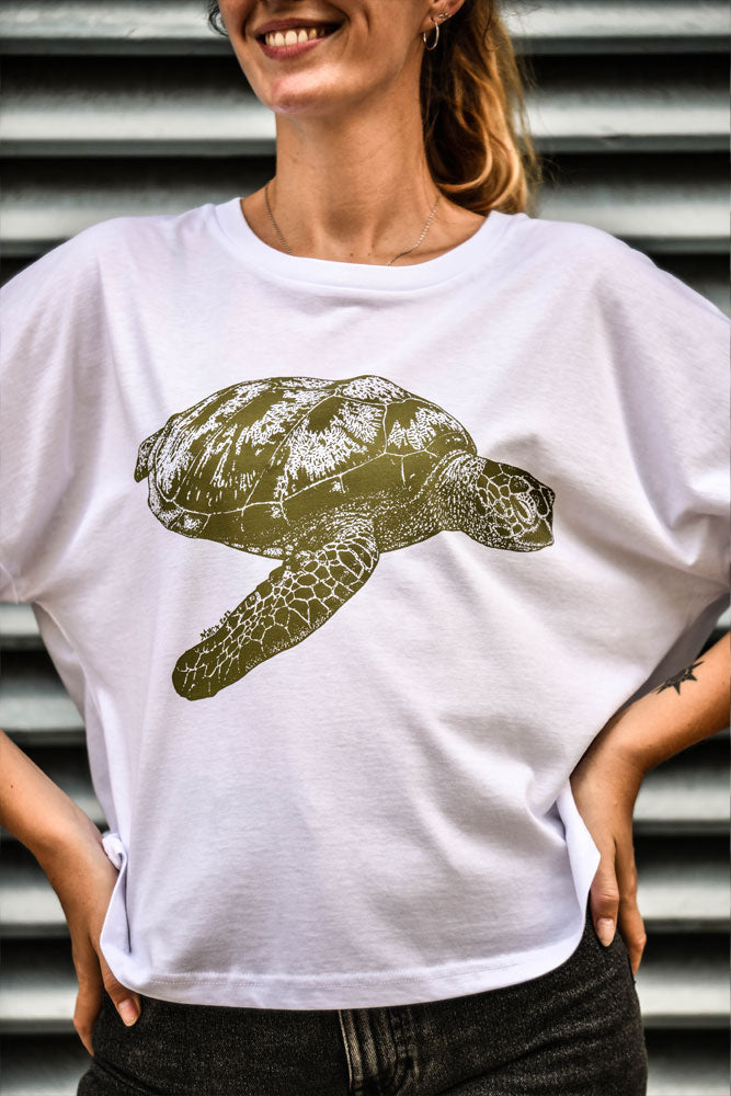 t-shirt femme oversize coton bio tortue 