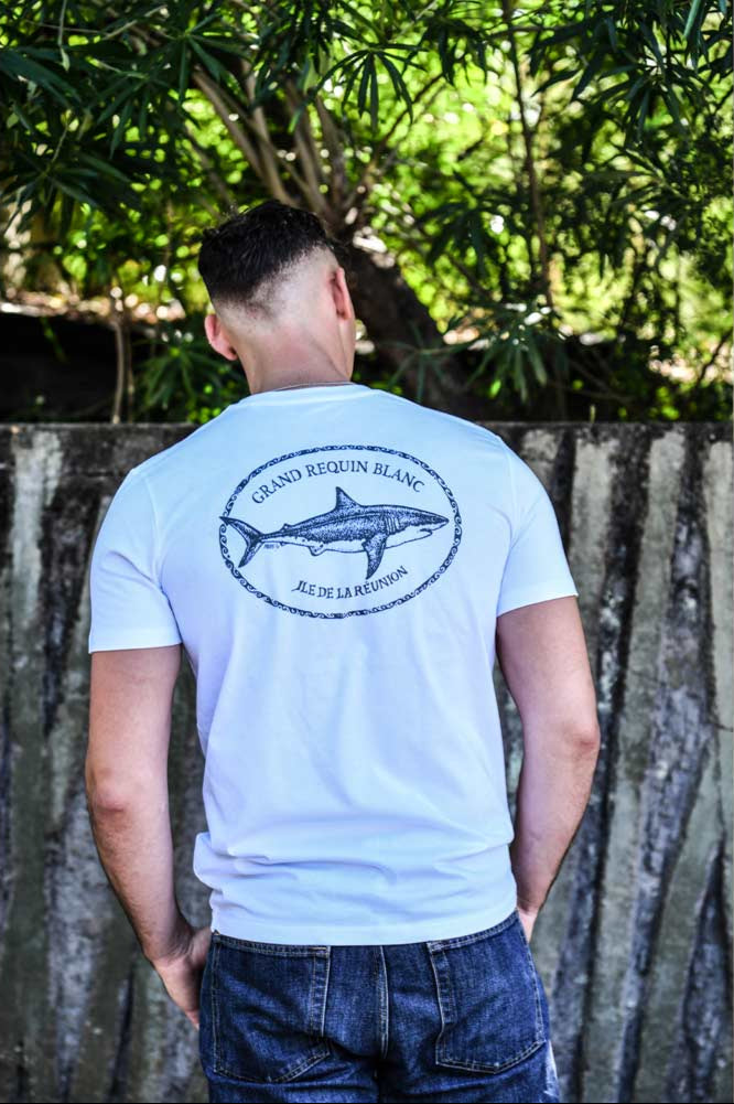 T-SHIRT HOMME GRAND REQUIN BLANC
