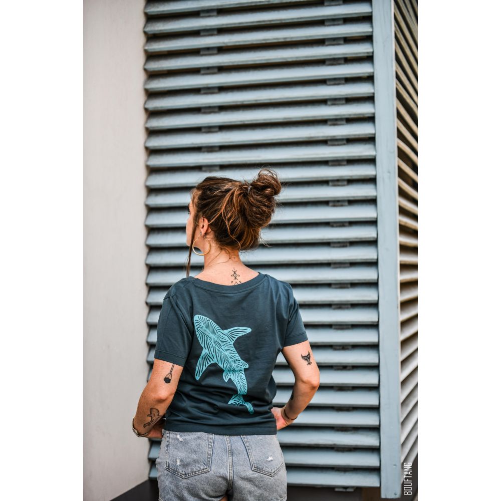 TEE-SHIR / COL V / ISLA / STARGAZER / TURQUOISE / REQUIN ZEBRE