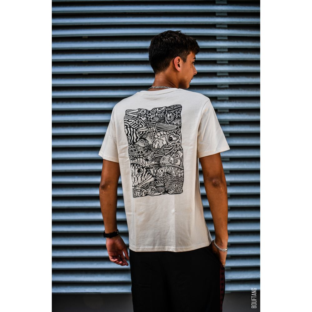 TEE-SHIRT / SPARKER / NATURAL RAW / BLACK / AQUARIUM