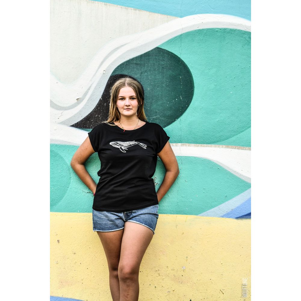 TEE-SHIRT / LADIES / BLACK / WHITE / BALEINE